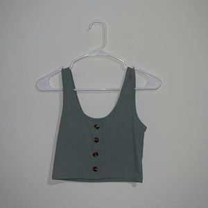 Green button crop top